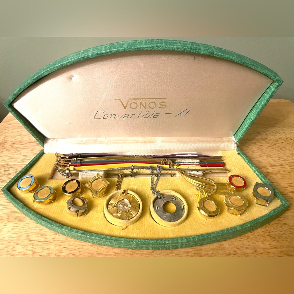 Vintage Vonos Convertible XI Watch ~ Necklace ~ Brooch Set